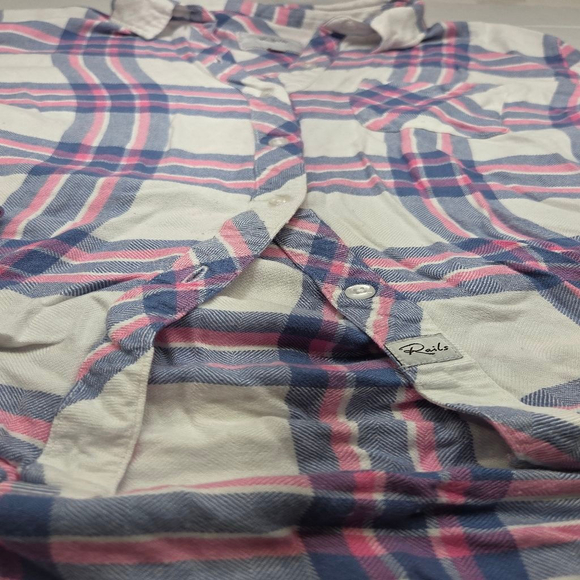 Women's Rails White Pink Blue Plaid Button Down Shirt M - Picture 6 of 10